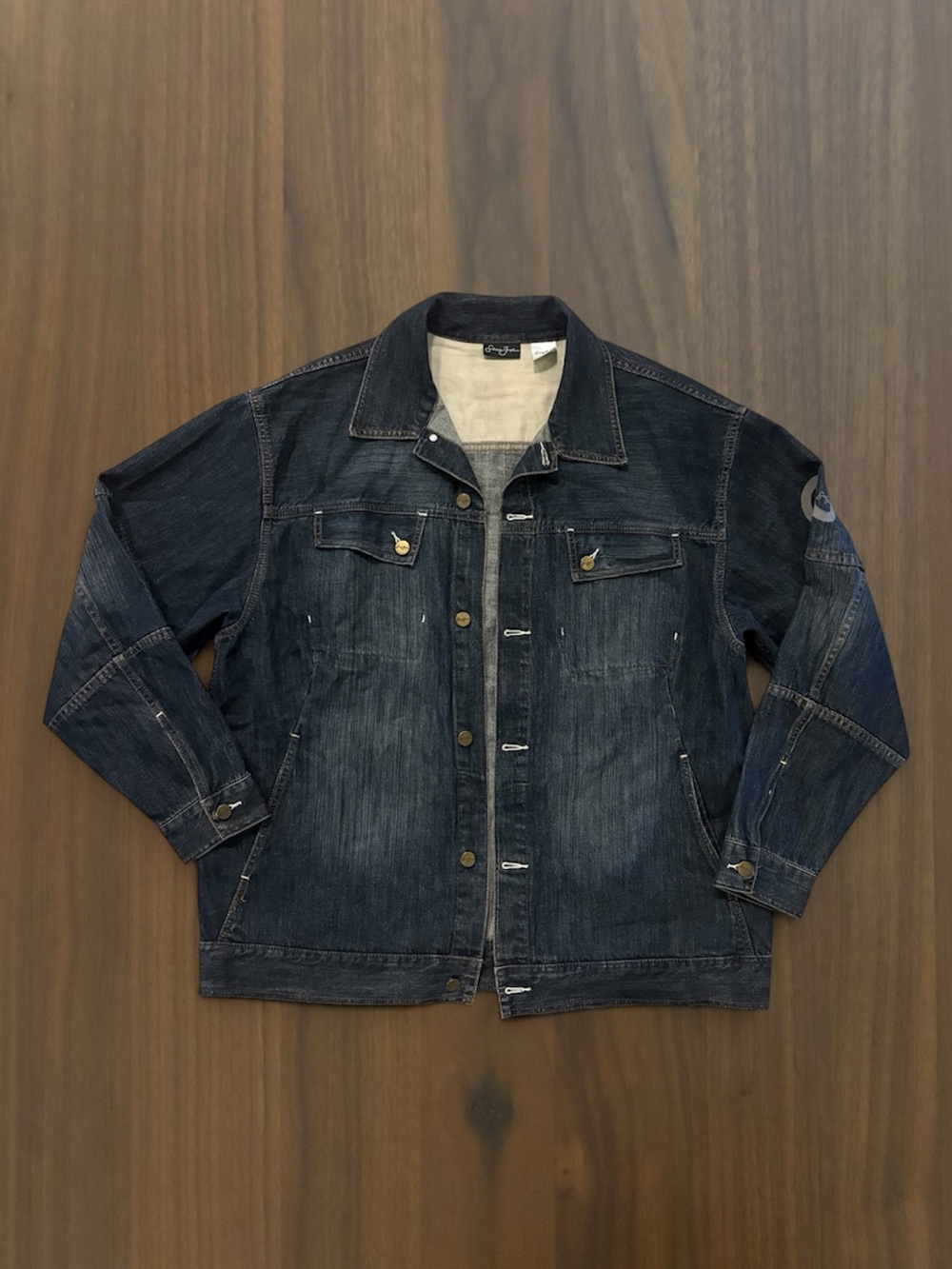 Sean John SJC dark wash denim jacket with a classic oversized hip-hop/streetwear